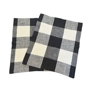 Pottery Barn Standard Pillow Sham Set Of 2 Gray & Ivory Plaid Cotton 26 X 20